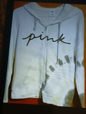 Victoria's Secret White Hoodie with Gold Script Logo